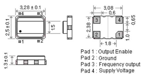 Mechanical Drawing - ECS ECS-327TXO SMD TCXO